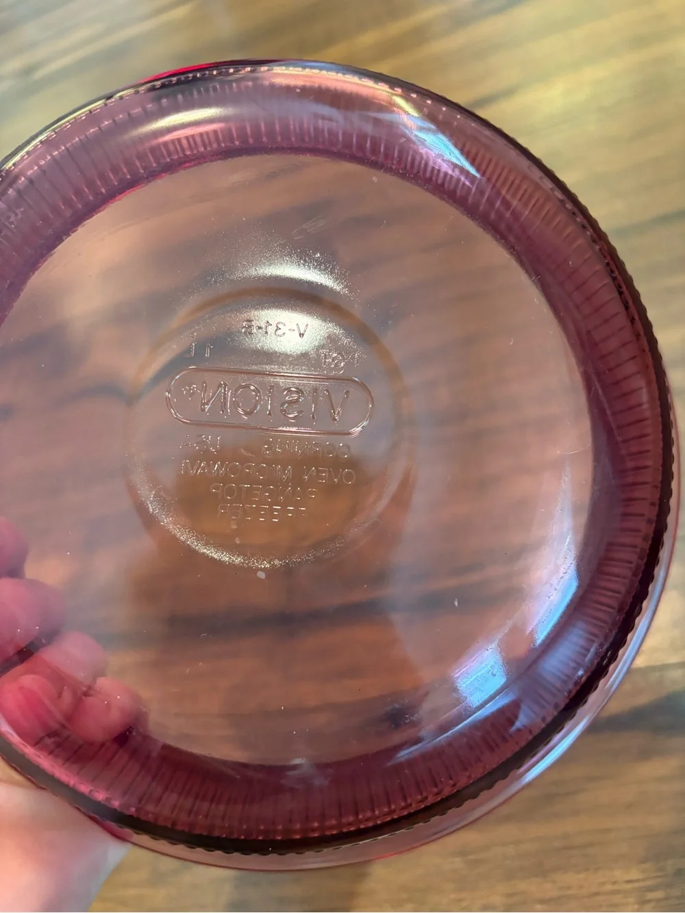 Vintage PYREX VISION Cranberry 1 Qt V-31-B  Round Ribbed Covered Casserole Dish